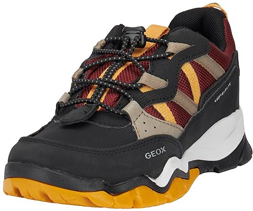 Geox J MONTRACK Boy B ABX Sneaker, Black/Bordeaux, 31 EU