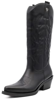 QUEEN HELENA Camperos Stivali Donna Texani con Tacco Western Stivaletti a Punta Cowboy X28-110