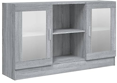 vidaXL Vitrine Cabinet Grey Sonoma 120x30,5x70 cm Engineered Wood | Plenty of space for your stuff, Looks great and modern, Built from sturdy engineered wood