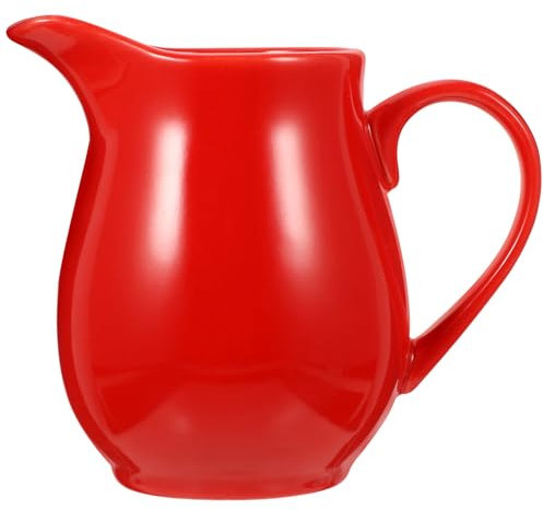 Kichvoe 1pc Keramik Milchkännchen Mit Griff Gewürzkännchen Soßenkännchen Rotes Keramik Milchkännchen Kaffeekännchen Espressokännchen Sahnekännchen Milchkännchen Honigkännchen im Heimcafé Dessertladen