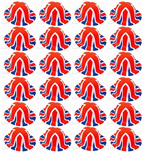 Quickdraw Packung 24 Mini Union Jack Melone Hut Plastik Kostüm König Charles Krönung Party Vorräte