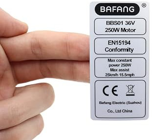 2 Stück Mittel-Motor Legal Sticker Aufkleber Typenschild 250W 36V CE BBS01 BBS01B