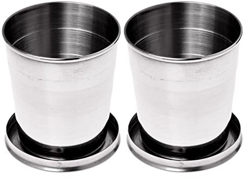 Lodokdre 2 vasos plegables de acero inoxidable de 240 ml, para exteriores