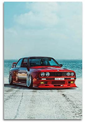 Sportauto BMW E30 M3 Rennauto Supercar Poster - Dekorative Malerei Leinwand Wandkunst für Moderne Familie Schlafzimmer Dekor
