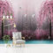 Custom Size Wall Murals，Pink Cherry Blossom Swan Lake，Removable Peel and Stick Self-Adhesive Wall Murals Large Photo Wallpaper