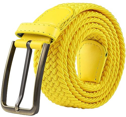 BOZEVON Elastischer Geflochtener Gürtel - Mehrfarbiger Elastischer Gürtel Flechtgürtel Stretchgürtel Business Lässiger Gürtel Breit 3,5 cm für Unisex-Herren und Damen