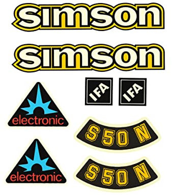 8 teiliger Dekorsatz Aufkleber Simson S50N IFA ohne Blinker