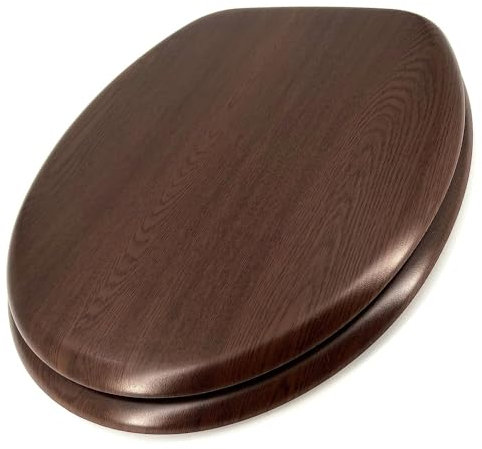Schläfer 4638125 | Sedile Copriwater Universale Colorato per Bagno Coprivaso Tavoletta Copri Wc Weser in Legno Wenge, Cerniere Regolabili in Ottone Cromato