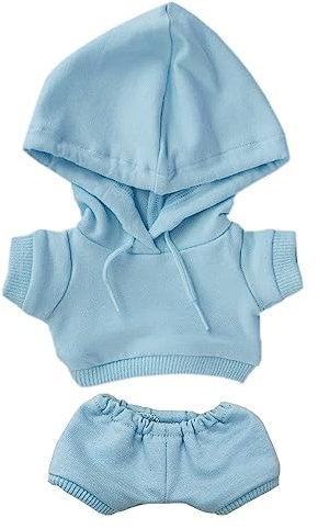 niannyyhouse 10 cm große Plüschpuppenkleidung, elastische, solide Sportbekleidung, Anzüge, Hoodie, Hose, weiches gefülltes Plüschtier, Verkleidungszubehör (Hellblau, 10 cm)