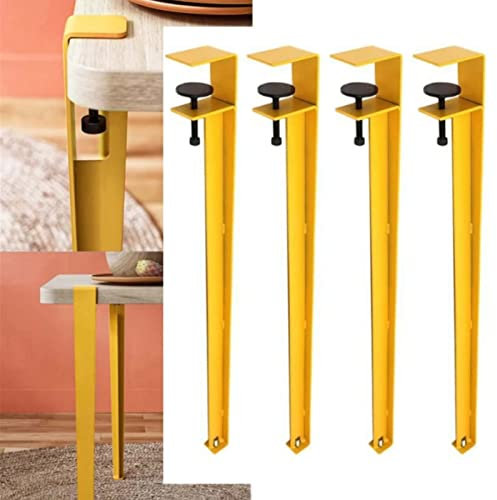 GArcan 4er-Pack Klemm-Möbelbeine, robuste Tisch- und Stuhlbeine, F-förmige, verstellbare Esstischbeine, Beistelltisch-Stützbeine, Tischbeine ohne Bohren (Höhe: 71 cm, gelb)