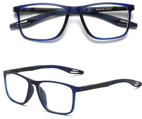 Hubeye Occhiali da lettura sportivo da uomo e donna Lettori ultraleggero TR90 Confortevole Flessibile Occhiali anti luce blu con la custodia 3.00