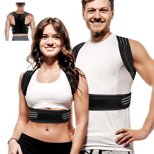 XIHUANNI Haltungskorrektor mit Sportarmband für Frauen und Männer, ergonomische Haltungsstütze, verstellbare und atmungsaktive Rückenbandage zur Linderung von Schmerzen im unteren Rücken (L)