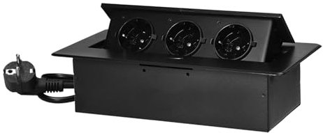 Miratic Multipresa a Scomparsa con Bordo Piatto Ciabatta Estraibile Presa da Incasso Retrattile Vari Colori Cavo da 1,5 m 3x2 Poli e Terra Schuko (nero)