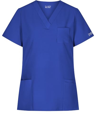 EXNER medizinischer Schlupf-Kasack, Regular fit Stretch, für Damen in Krankenpflege, Altenpflege, Kosmetik, Medizin, royal blau, Größe XL