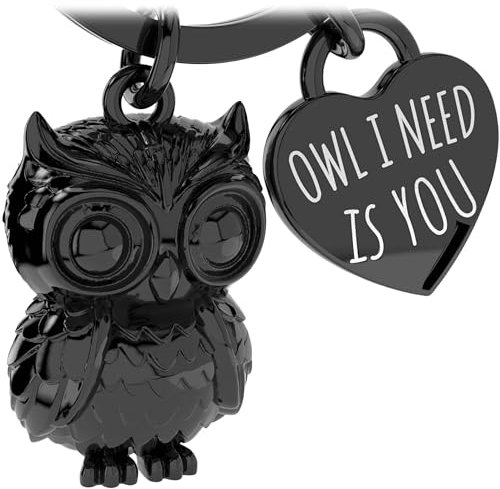 LANOLU Schlüsselanhänger Eule Kuschelkautz, Eulen Geschenke, Mutmacher Geschenk, Glücksbringer Schlüsselanhänger Freundschaft Geschenke, Owl I Need Is You