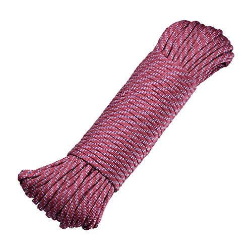 DonDon Corda Paracord in Nylon Lunga 30 Metri per bricolage e attività all'Aria Aperta Spessore 4 mm 7 Fili Rosso Scuro-Grigio-Blu
