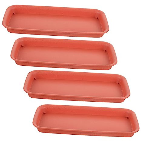 FONDOTIN 4 Piezas Bandeja De Maceta Bandejas para Plantas Rectangulares Plato para Plantas Rectangular Cinturon Mujer Cadena Platillo para Maceta Jugoso Estera De La Maceta El Plastico