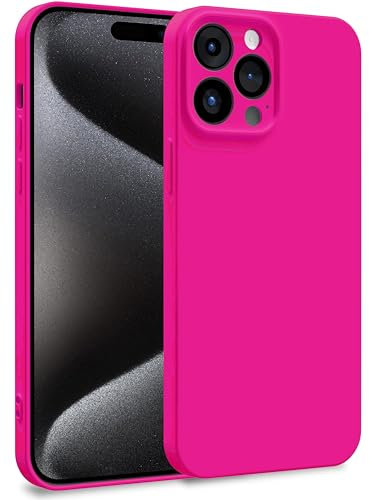 MyGadget Hülle für iPhone 15 Pro Max - Zweilagige Handyhülle mit Kameraschutz - Cover mit Innenfutter & Silikon außen - Magenta Rot