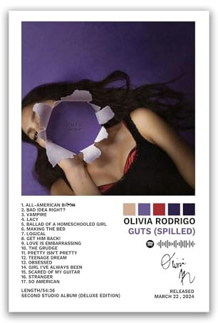 BAON Olivia Poster Rodrigo Guts (verschüttet), Albumcover-Poster und Schlafzimmer-Dekor-Poster für Zimmer, ästhetisch, 40 x 60 cm, ungerahmter Stil