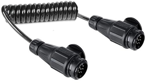 ETUKER Anhänger Verlängerungskabel Max. 2M Anhangerkabel 13 Polig Spiralkabel 12v Kabel 13-13 poliger Anhänger Stecker