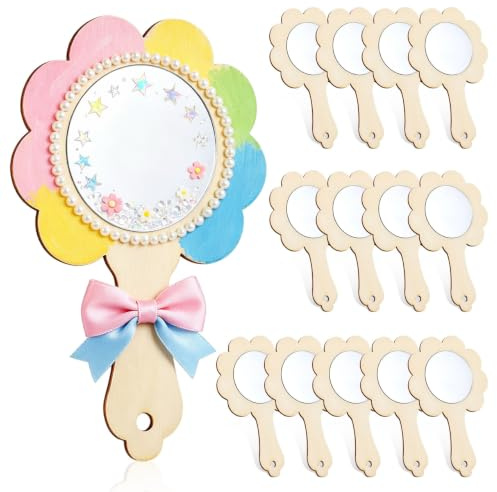 DIYEAH Holzspiegel Zum Basteln Für Kinder 18 Stück Mini Handspiegel | Mit Holzgriff Zum Bemalen Und Dekorieren Für Kinderzimmer Deko Und Kreative DIY-Projekte