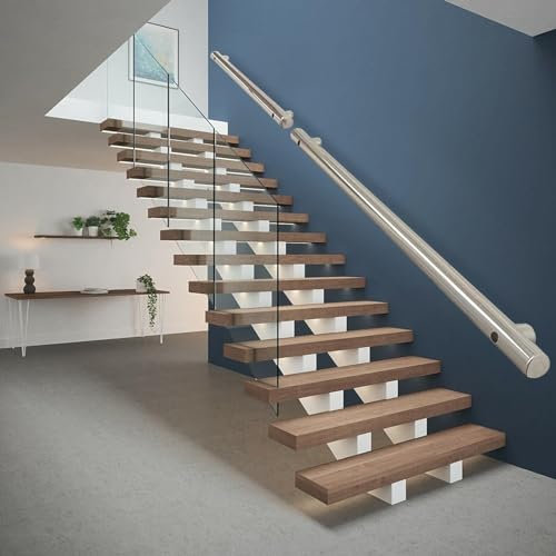 Treppengeländer, Handlauf, Geländerschienen-Stützsatz – 1 m, 2 m, 2,5 m, 3 m, 4,5 m, 6 m, Treppengeländer, rutschfester Handlauf aus Edelstahl für moderne Dekoration im Innen- und Außenbereich ( Size