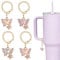 kapitomanio 4Pcs Butterfly Stanley Cup Accessories Cute Stanley Cup Charms Butterfly Water Bottle Charms Accessories Glitter Handle Charms for Stanley Tumblers (Pink)