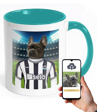 Personalised Football Mug with Pet Portrait - Handmade from Your Dog's Photo, Choose Any Team