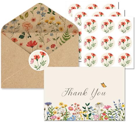 CC HOME Retro Geburtstagskarte Set - 24 faltende Grußkarten mit Umschlägen & Aufklebern - Dankeskarten & Glückwunschkarten für Kinder, Familie, Freunde - Ideal für Geburtstagskarte (Vintage Design)