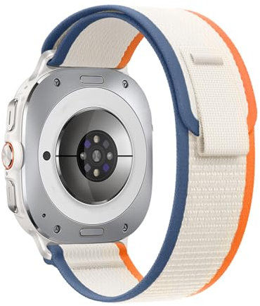 NewJourney Trail Loop Nylon Armband Kompatibel mit Samsung Galaxy Watch Ultra 47mm 2024, Sport Nylon Geflochtenes Armband, Atmungsaktiv, Verstellbar, Orange mit Reis, Unisex, Klassisch