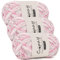 Coopay Chenille Wolle zum Häkeln, 3x100g Samtig Chenillegarn, Dicke Flauschige Weich Chenille Garn, Chenille Wolle, Weicher Plüschwolle Häkelgarn für Decken, Schals - Rosenliebe