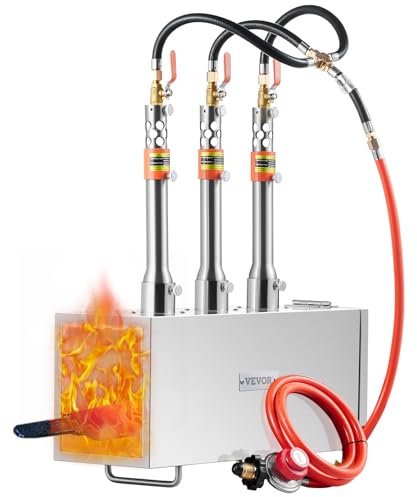 VEVOR Portable Propane Forge, 3 Burner Farrier Forge, 2600℉ Tool and Knife Making Blacksmithing Gas Forge, Large Capacity Square Stainless Steel Gas Forging Tools and Equipment for Metal Forging