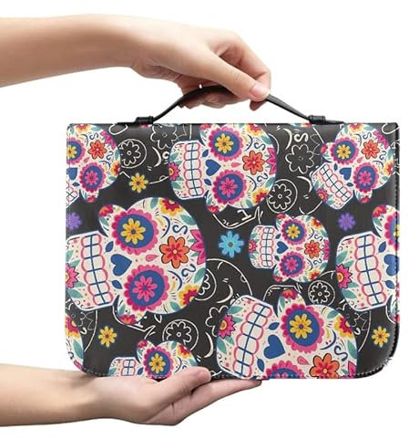 Kuiaobaty Borsa porta libri con teschio messicano e teschio, con tasca interna