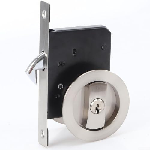 Discreto para cerradura de puerta corredera con llave diseñada para uso en interiores, garantiza seguridad y estilo (plata (con llave))