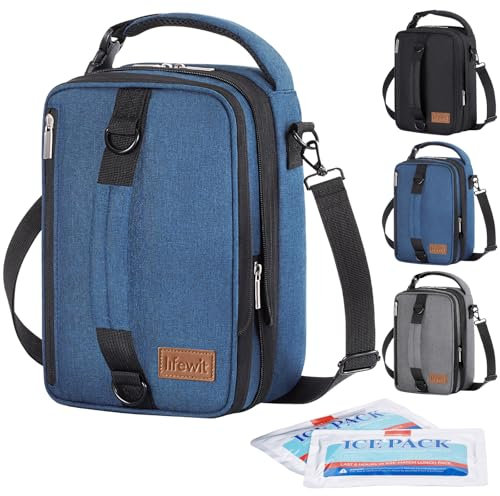 Lifewit Erweiterbare Lunchtasche, Tragbare Kühltasche Klein mit Schultergurten und 2 Ice Pack, Isolierte Lunch Bag für Frauen und Männer, Cooler Bag für Arbeit, Schule, 6,5L, Blau