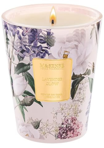 M&SENSE Lavender Glow Soy Aromatherapy Scented Candles Gifts for Women Strong Organic 400g 75 Hours Floral Large Candles for Home Scented Non Toxic Sweet Smelling Candle for Relaxing Stress Relief
