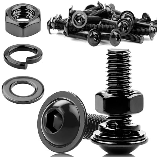 KGGZKG 20 Stück Schrauben M5x20 Linsenkopfschrauben M5 Edelstahl 304 Schwarz Schrauben mit Muttern Flachkopfschrauben M5 A2 V2A Edelstahlschrauben Innensechskant Muttern Unterlegscheiben Sortiment Kit