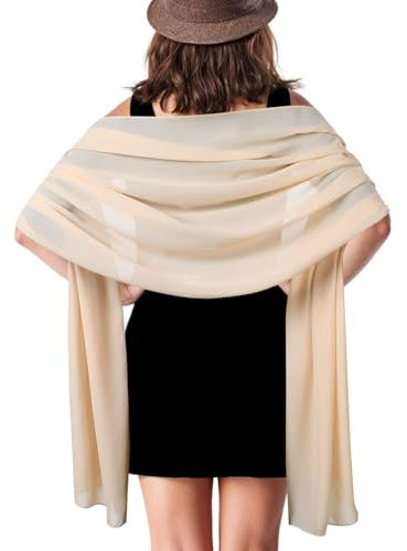 Jeffdad Stola Damen, Leichter Weicher Schal Sheer Schal Stola für Abendkleider, Chiffon Sommer Schal Organza Stole Festliche Stola für Abendkleid Brautkleid Hochzeit Alltag(Khaki)