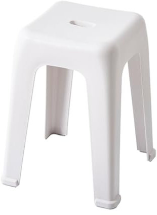 WITEN&NOCK Design Badhocker Duschhocker Sitzhocker Badezimme Dusche Wohnzimmer Stuhl aus Kunststoff, 30x30x47cm,Weiß