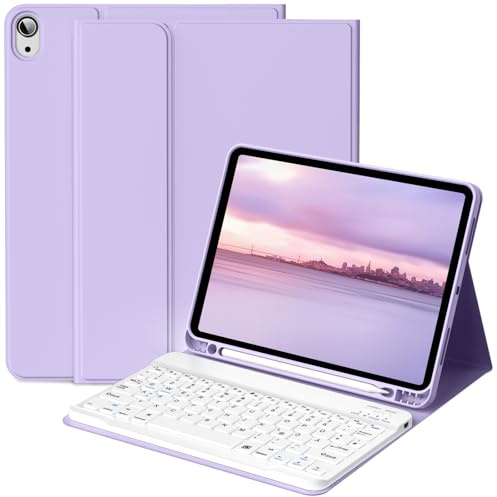 BFGTSJF Tastatur Hülle für iPad (A16 /10.) 2025/2022 QWERTZ Layout, Lila | für iPad A16 11. Generation 11 Zoll 2025 iPad 10. Gen 2022 10,9 Zoll, Magnetisch Abnehmbarer Bluetooth Tastatur QWERTZ Layout