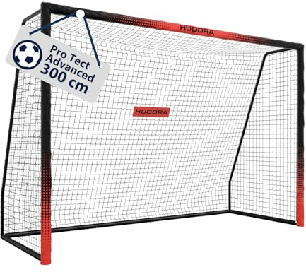HUDORA Fußballtor Pro Tect Advanced – Outdoor Fußballtor mit Netz und wetterfester Ummantelung für Kinder/Erwachsene – Einfacher Aufbau im Garten – Tor mit Reiß- und Klettverschlüssen