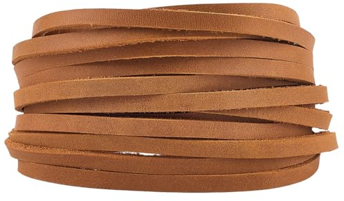 GORGECRAFT 5 m X 5mm X 2mm Echte Flache Lederschnüre Crazy Horse Lederstreifen Genarbtes Rindsleder Schnur Zum Flechten Fadenseil Für Bastelarbeiten Halsketten Armbänder Schlüsselanhänger Schmuckherst