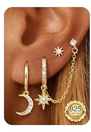 Dochais Ohrringe Silber 925 Stecker für Damen 14K Gold Tone farben VerGold Toneet Ohrstecker Creolen Ohrringe Set Hypoallergen Ohrring Piercing Ohr Schmuck Gold Tone farben VerGold Toneet