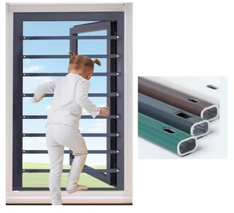 LVLDAWA Barra Sicurezza Finestre, Barra Sicurezza Anticaduta in Alluminio Finestre, Protezioni Sicurezza Temporanee per Finestre per Camera Letto(110cm)