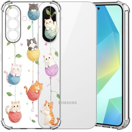 ChoosEU Transparent Hülle für Samsung Galaxy A56 5G Weich TPU Silikon Case mit Blume Muster Motiv für Mädchen Frauen Dünne Handyhülle Stoßfeste Airbag Schutzhülle Durchsichtig Cover - Katze