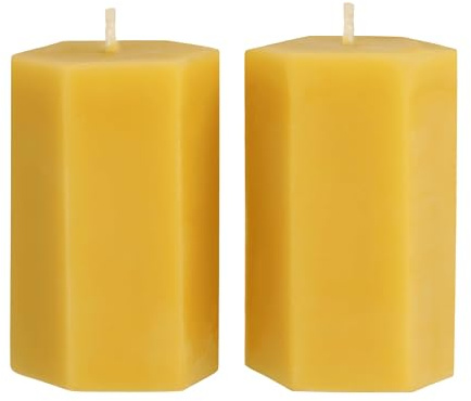Danilovo Stumpenkerzen aus 100% Bienenwachs – Bienenwachskerzen in Premium-Qualität, Luxuriöses Accessoire für ein Gemütliches Zuhause (2 Stk., 5 x 7 cm, Brenndauer 15 Std)