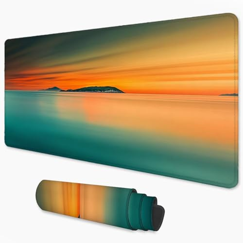Mauspad Meer Schreibtischunterlage 500x250 mm Großes Gaming Mouse Pad, Orange Mauspad xxl mit Rutschfeste Base und Wasserdicht Oberfläche für PC, Laptop, Verbessert Präzision und Geschwindigkeit 3Y-15