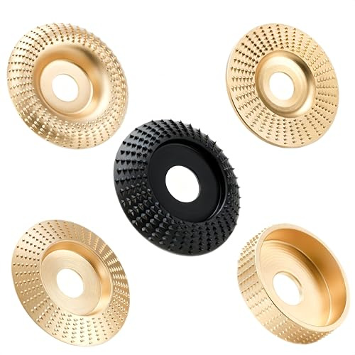 Frässcheibe für Winkelschleifer Holz 115/125mm Winkelschleifer Mit 7/8 Zoll(22 mm) Holz Schleifscheibe Schleifscheiben zum Formen, SchleifenundSchneiden (5PCS-Gold&Schwarz)