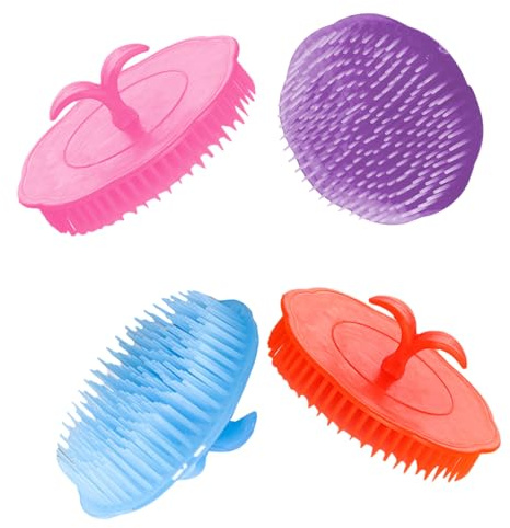 4 Stück Kopfhautmassagebürsten Pe, Leichte Haarwaschbürste | Kopfhautpflege unter Dusche, Fördert Durchblutung, Mildert Juckreiz, Fett Zufällige Farbe