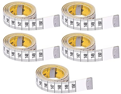 Measuring Tape Soft Flexible Clear Graduations Yellow White Double Sided Inch Tape Measure for Tailoring Sewing and Fitness Plastic 5 Pack